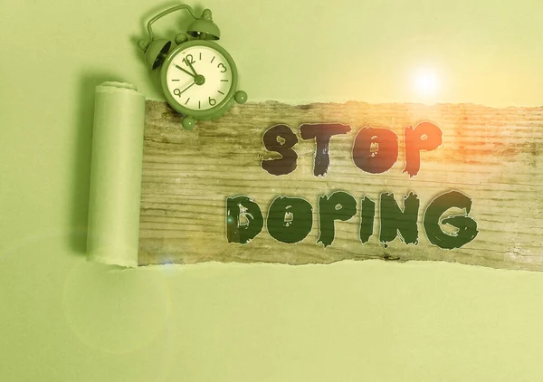 Testo calligrafico Stop Doping. Concetto significato non utilizzare vietato uso atletico perforanalysisce migliorare farmaci . — Foto Stock