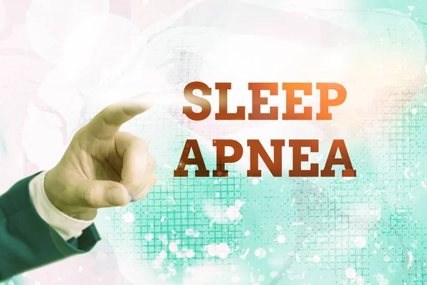 Scrivere una nota che mostra Apnea del sonno. Business foto in mostra disturbo che dimostra ripetutamente smettere di respirare quando si dorme . — Foto Stock