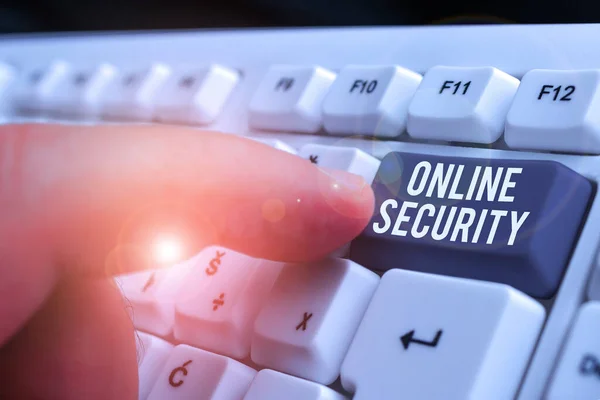 Conceptual hand writing showing Online Security. Business photo showcasing act of ensuring the security of transactions done online. — Stock Photo, Image