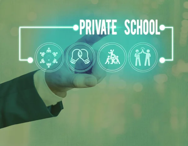 Sms-bord met privéschool. Conceptuele foto een onafhankelijke school volledig ondersteund door de betaling van vergoedingen. — Stockfoto