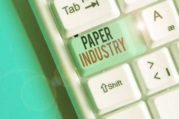 Note d'écriture montrant l'industrie du papier. Photo d'affaires montrant l'industrie de l'analysefabrication et la vente de produits à base de cellulose . — Photo