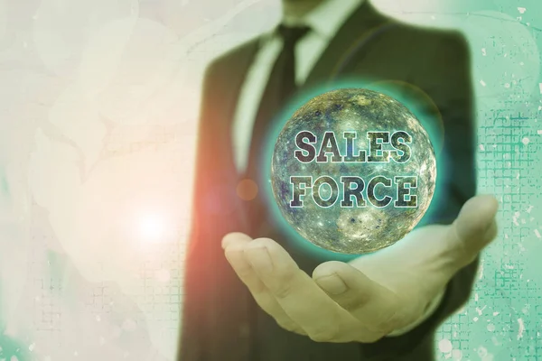 Conceptuele handschrift toont Sales Force. Zakelijke foto tekst die zij verantwoordelijk zijn voor de verkoop van producten of diensten. — Stockfoto