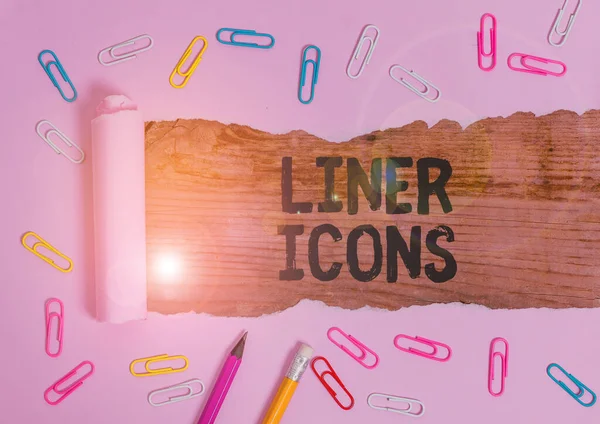 Текстовый знак, показывающий Liner Icons. Концептуальное использование фото для улучшения визуального интереса и захватить пользователя s внимание . — стоковое фото