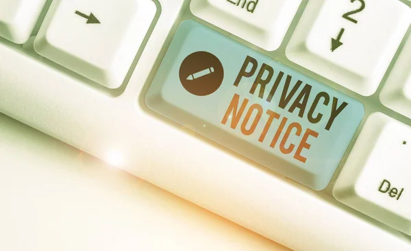 Word writing text Privacy Notice. Geschäftskonzept zur Erfüllung einer gesetzlichen Anforderung zum Schutz eines Kunden oder Kunden. — Stockfoto