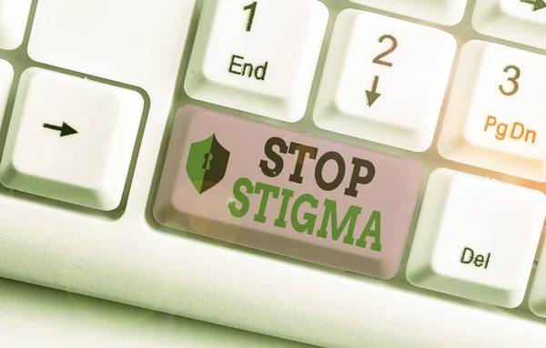 Σήμα κειμένου που δείχνει το Stop Stigma. Εννοιολογική φωτογραφία τέλος το αίσθημα της αποδοκιμασίας που οι περισσότεροι δείχνουν στην κοινωνία έχουν. — Φωτογραφία Αρχείου