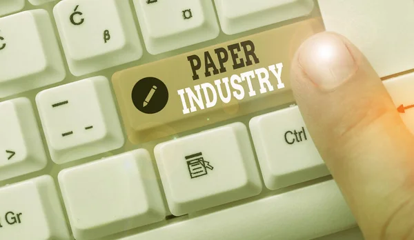 Texte d'écriture Word Industrie du papier. Concept d'entreprise pour l'industrie de l'analysefabrication et vente de produits à base de cellulose . — Photo