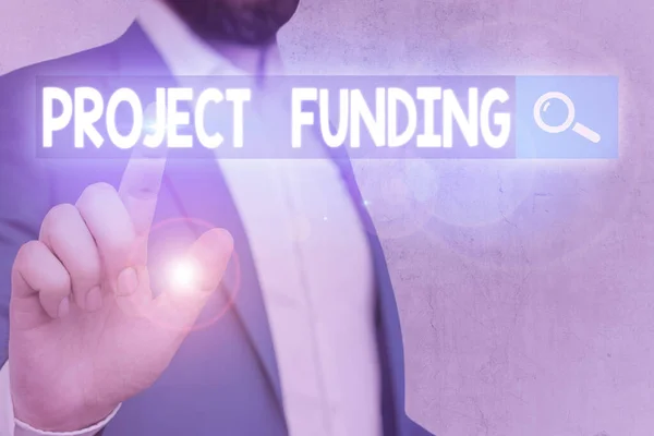 Texto para escrita de palavras Project Funding. Conceito de negócio para o capital necessário para realizar um projeto ou programa . — Fotografia de Stock