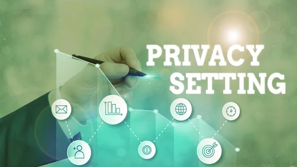 Tekst schrijven Privacy Setting. Bedrijfsconcept voor het beperken van de toegang tot profiel en welke informatie kan worden gezien. — Stockfoto