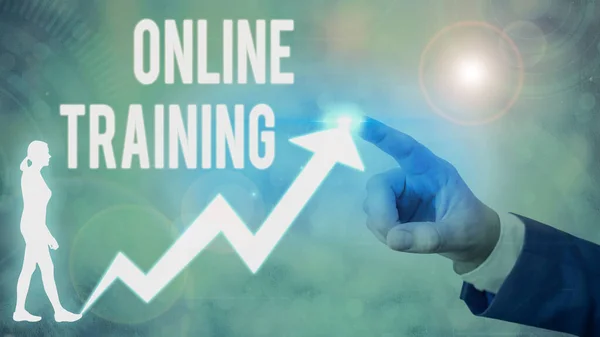 Text sign showing Online Training. Conceptual photo Computer based training Distance or electronic learning. — Stock Photo, Image