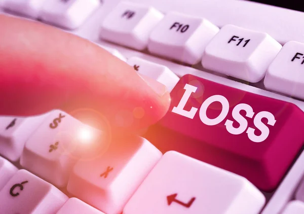 Text sign showing Loss. Conceptual photo the fact that you no longer have something or have less of something. — Stock Photo, Image