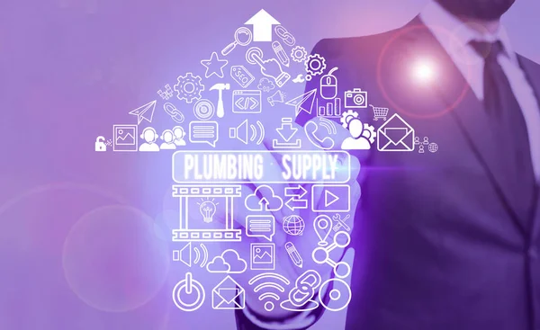 Handwriting text Plumbing Supply. Concept meaning tubes or pipes connect plumbing fixtures and appliances.
