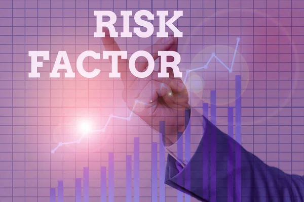 Text sign showing Risk Factor. Conceptual photo a condition behavior or other factor that increases danger. — Stock Photo, Image