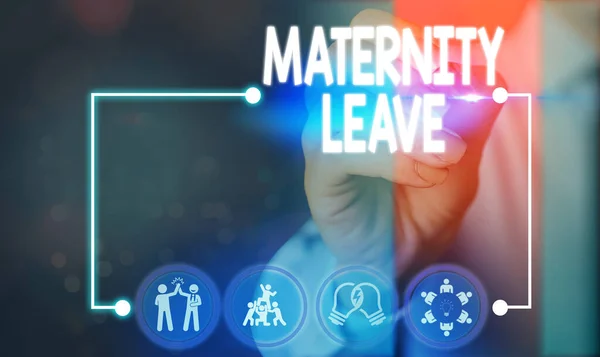 Text sign showing Maternity Leave. Conceptual photo the leave of absence for an expectant or new mother.