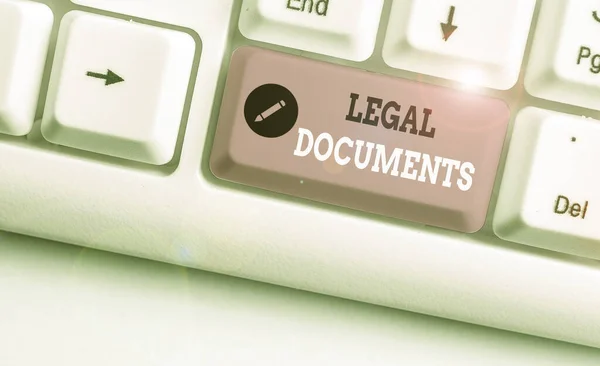Text sign showing Legal Documents. Conceptual photo a document concerning a legal matter Drawn up by a lawyer. — Stock Photo, Image