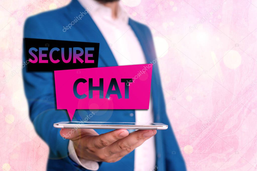 Text sign showing Secure Chat. Conceptual photo approach to protect messages when sent beyond the corporate.
