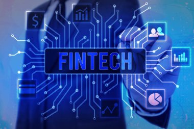 Word writing text Fintech. Business concept for Financial technology concept. Enabling through Tech and Fin FinTech to build system and concepts without banks..