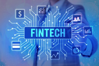 Word writing text Fintech. Business concept for Financial technology concept. Enabling through Tech and Fin FinTech to build system and concepts without banks..
