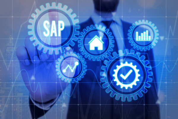Пишу записку, показывающую SAP. Программа для автоматизации бизнес-процессов SAP. Концепция системы планирования ресурсов предприятия ERP на виртуальном экране. ИИ. Искусственный интеллект
..