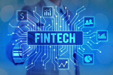 Word writing text Fintech. Business concept for Financial technology concept. Enabling through Tech and Fin FinTech to build system and concepts without banks..