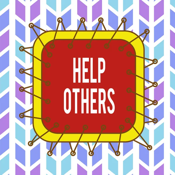 Conceptual hand writing showing Help Others. Business photo showcasing the action of helping someone to do something or assistance Asymmetrical uneven shaped pattern object multicolour design.