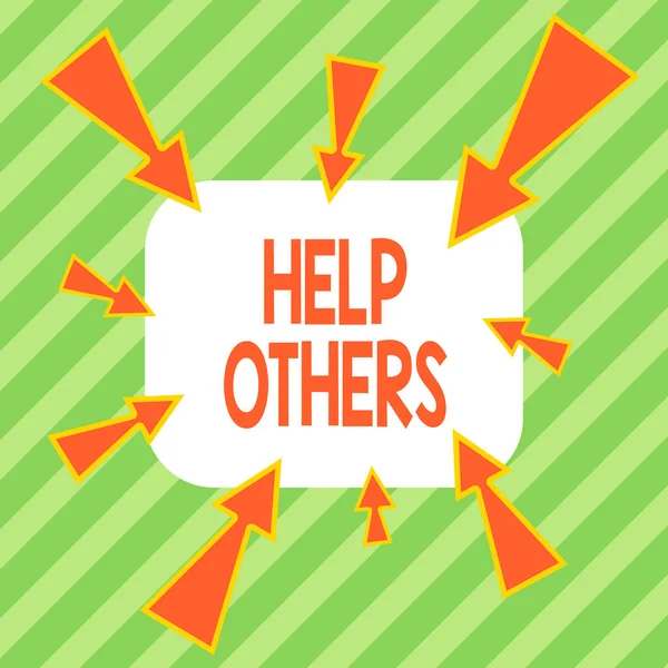 Writing note showing Help Others. Business photo showcasing the action of helping someone to do something or assistance Asymmetrical uneven shaped pattern object multicolour design. — 图库照片