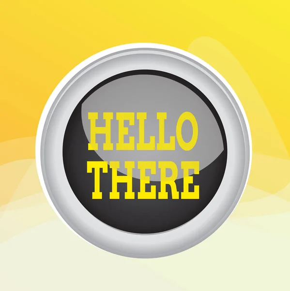 Writing note showing Hello There. Business photo showcasing a way to get someone s is attention more strongly upon greeting Colored sphere switch center background middle round shaped. — Stockfoto