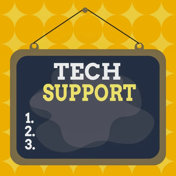 Writing note showing Tech Support. Business photo showcasing advising and troubleshooting service provided by a manufacturer Asymmetrical uneven shaped pattern object multicolour design. — 스톡 사진