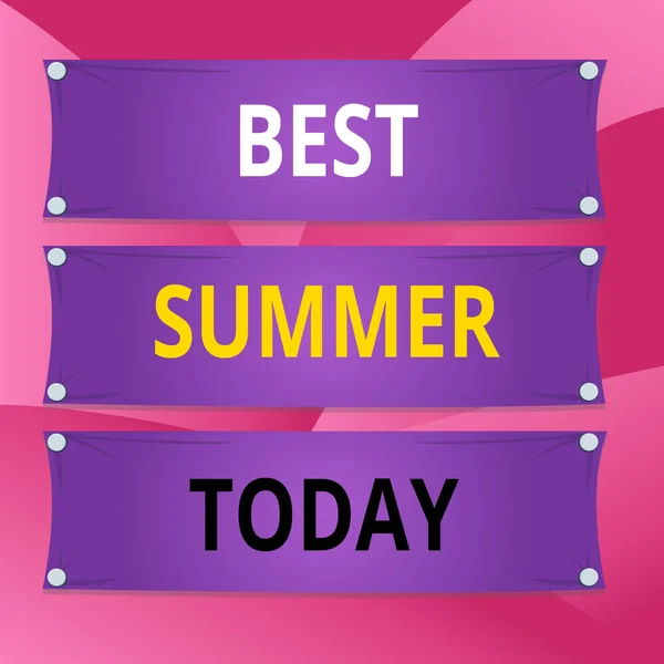 Handwriting text writing Best Summer. Concept meaning weather is warmer and many students get a break from school Wooden panel attached nail colorful background rectangle lumber plank wood. — Φωτογραφία Αρχείου