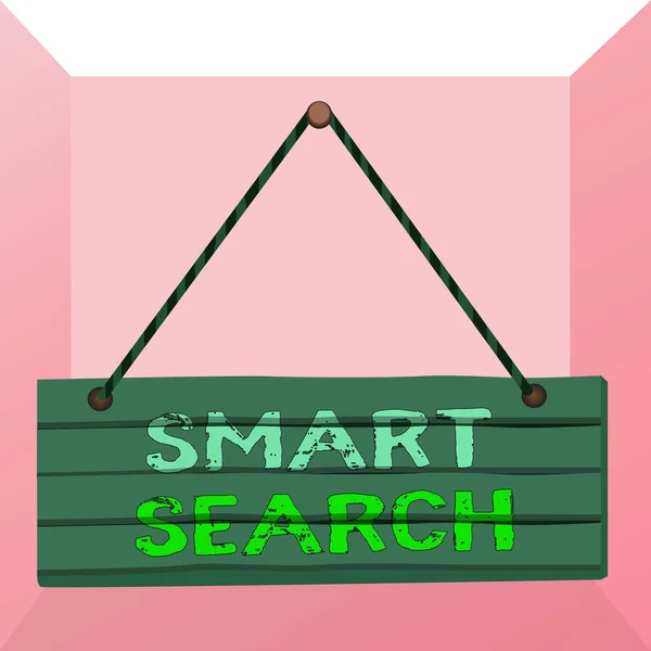Conceptual hand writing showing Smart Search. Business photo text tool used in recording software for searching based on motion Wood plank nail pin colorful background wooden panel fixed. — Stockfoto