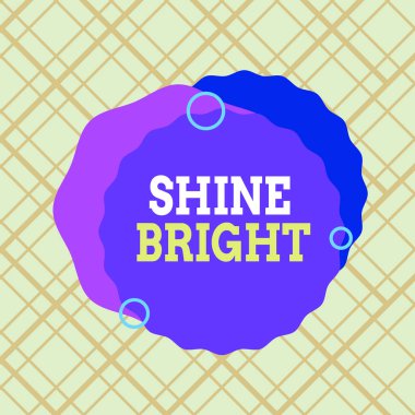 Shine Bright 'ı gösteren bir not yazıyorum. İş fotoğrafı gösterimi, zor bir durumda asimetrik biçim deseni çok renkli nesne tasarımı yapıldığında normal yaşamak için çaba sarf eder.