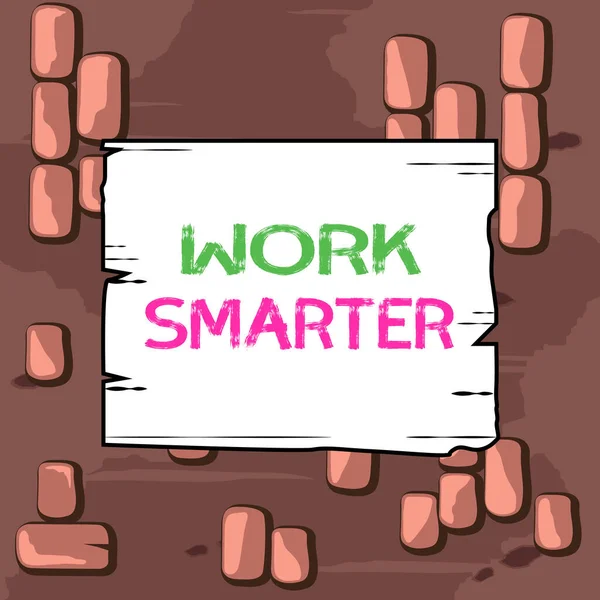 Текст написання слів Work Smarter. Бізнес-концепція для з'ясування порядку досягнення цілей у найбільш ефективний спосіб Дерев'яна квадратна дошка порожня рама пази дерев'яна панель кольорові дошка пиломатеріали . — стокове фото