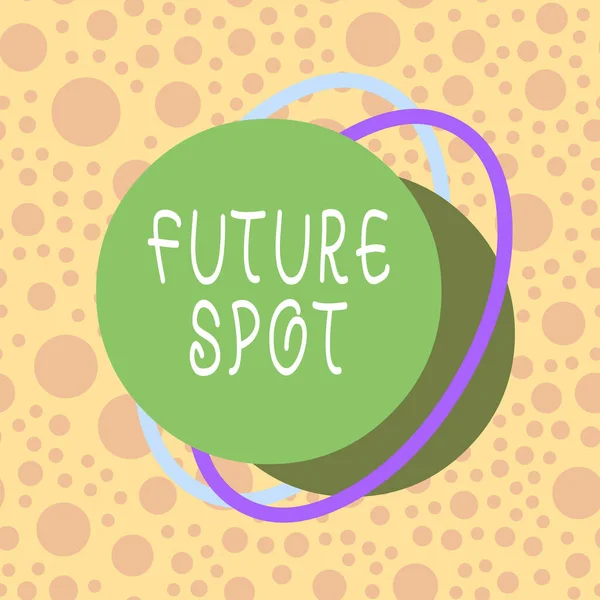 Conceptual hand writing showing Future Spot. Business photo showcasing refers to an action that will take place in the future Asymmetrical format pattern object outline multicolor design.