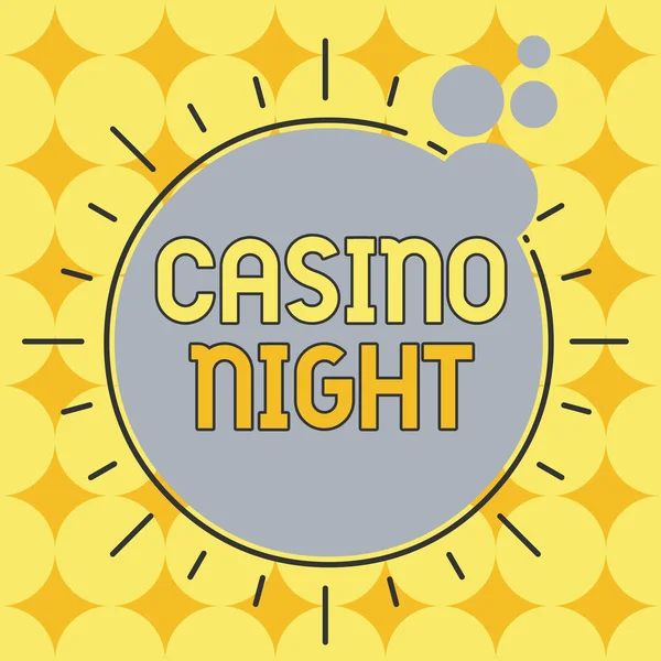 Conceptual hand writing showing Casino Night. Business photo showcasing event where can experience the fun playing in a real casino Asymmetrical uneven shaped pattern object multicolour design. — Stock Photo, Image