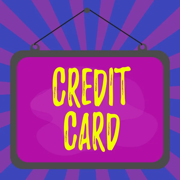 Ordskrivning text Kreditkort. Affärsidé för kort som låter dig låna pengar mot en kreditlinje Asymmetrisk ojämn formaterad mönster objekt skissera flerfärgad design. — Stockfoto