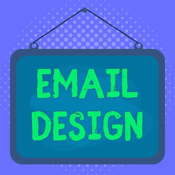 이메일 디자인을 보여 주는 개념적 손 글씨. 비즈니스 사진 쇼 케이스 재사용 할 수있는 HTML 파일, 비대칭적 인 비대칭 패턴 객체 다 문화 디자인을 만드는 이메일 캠페인에 사용 됨. — 스톡 사진