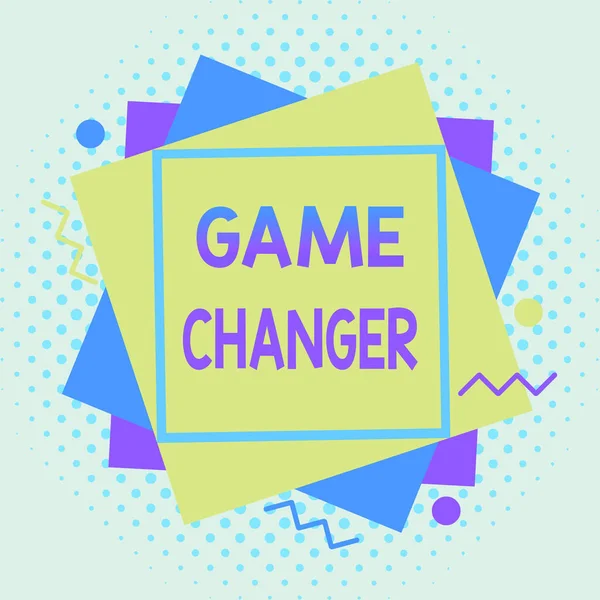 Writing note showing Game Changer. Business photo showcasing way that effects a major shift in the current manner of doing Asymmetrical format pattern object outline multicolor design.