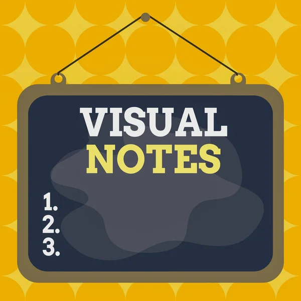 Writing note showing Visual Notes. Business photo showcasing process of representing ideas nonlinguistically Sketchnoting Asymmetrical uneven shaped pattern object multicolour design. — Stok fotoğraf