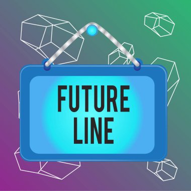 Word writing text Future Line. Business concept for In the future Debt due at present to be paid in future Board fixed nail frame string striped colored background rectangle panel.