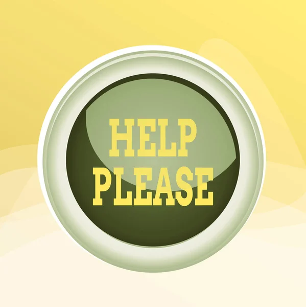 Writing note showing Help Please. Business photo showcasing used to make a request or demand for someone for assistance Colored sphere switch center background middle round shaped. — Stock Photo, Image