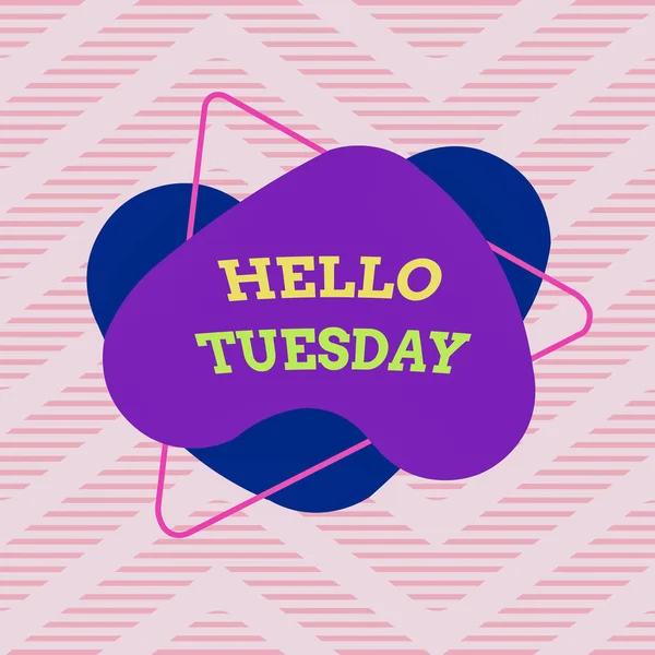 Handwriting text Hello Tuesday. Concept meaning a greeting or warm welcome to the third day of the week Asymmetrical uneven shaped format pattern object outline multicolour design. — Stock fotografie
