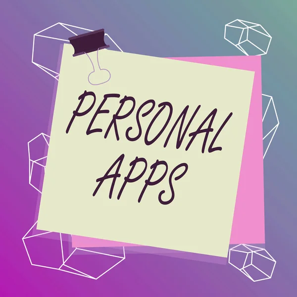 Word writing text Personal Apps. Business concept for App for secure password less validation to online services Paper stuck binder clip colorful background reminder memo office supply. — Φωτογραφία Αρχείου