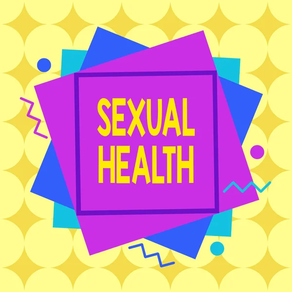 Writing note showing Sexual Health. Business photo showcasing Ability to embrace and enjoy sexuality throughout our lives Asymmetrical format pattern object outline multicolor design. — Stock Fotó