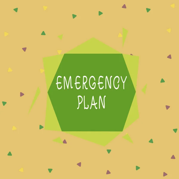 Handwriting text Emergency Plan. Concept meaning course of action to mitigate the damage of potential events Asymmetrical uneven shaped format pattern object outline multicolour design. — Stok fotoğraf