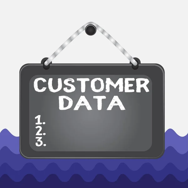 Conceptual hand writing showing Customer Data. Business photo showcasing all records and information pertaining to any customer Board fixed nail frame colored background rectangle panel.