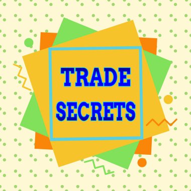 Conceptual hand writing showing Trade Secrets. Business photo showcasing Technique used by a company in manufacturing its products Asymmetrical format pattern object outline multicolor design.