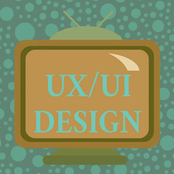 Handwriting text Ux Or Ui Design. Concept meaning two different elements of a single consumer experience Square rectangle old multicoloured painting television picture wood design. — Stok fotoğraf