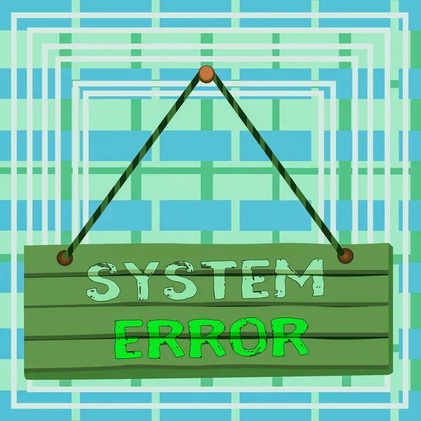 Text sign showing System Error. Conceptual photo instruction that is not recognized by an operating system Wood plank nail pin string board colorful background wooden panel fixed. — Stock Photo, Image