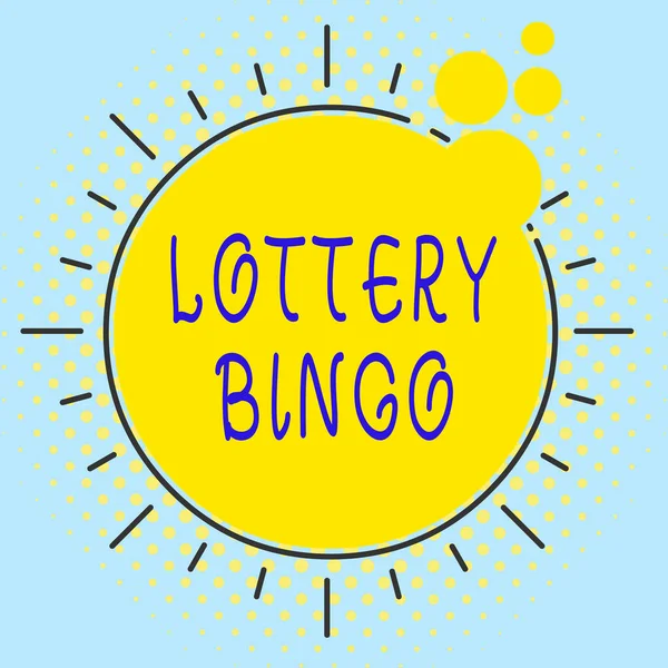 Word writing text Lottery Bingo. Business concept for game of chance in which each player matches numbers printed Asymmetrical uneven shaped format pattern object outline multicolour design. — Φωτογραφία Αρχείου