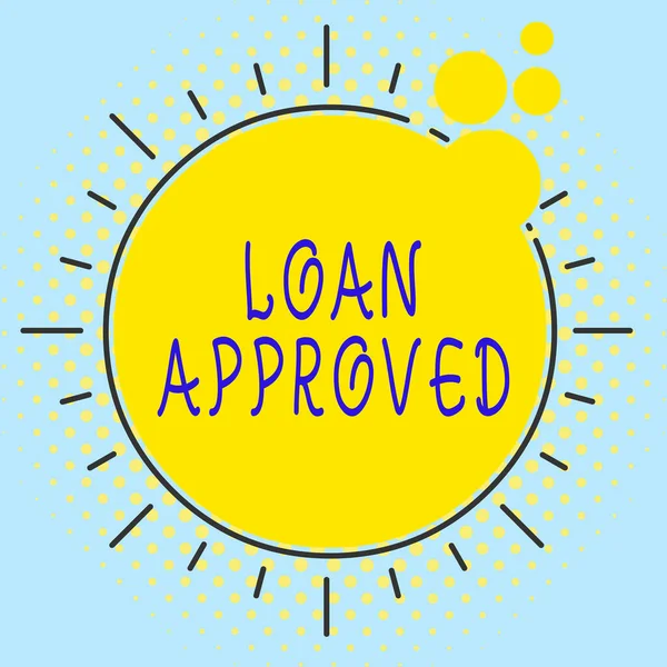 Word writing text Loan Approved. Business concept for sum of money borrowed by a customer to a bank is granted Asymmetrical uneven shaped format pattern object outline multicolour design.