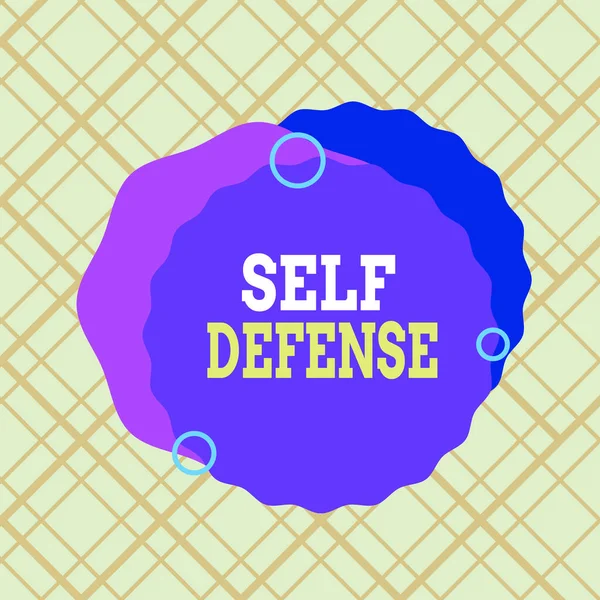 stock image Writing note showing Self Defense. Business photo showcasing the act of defending one s is demonstrating when physically attacked Asymmetrical format pattern object outline multicolor design.